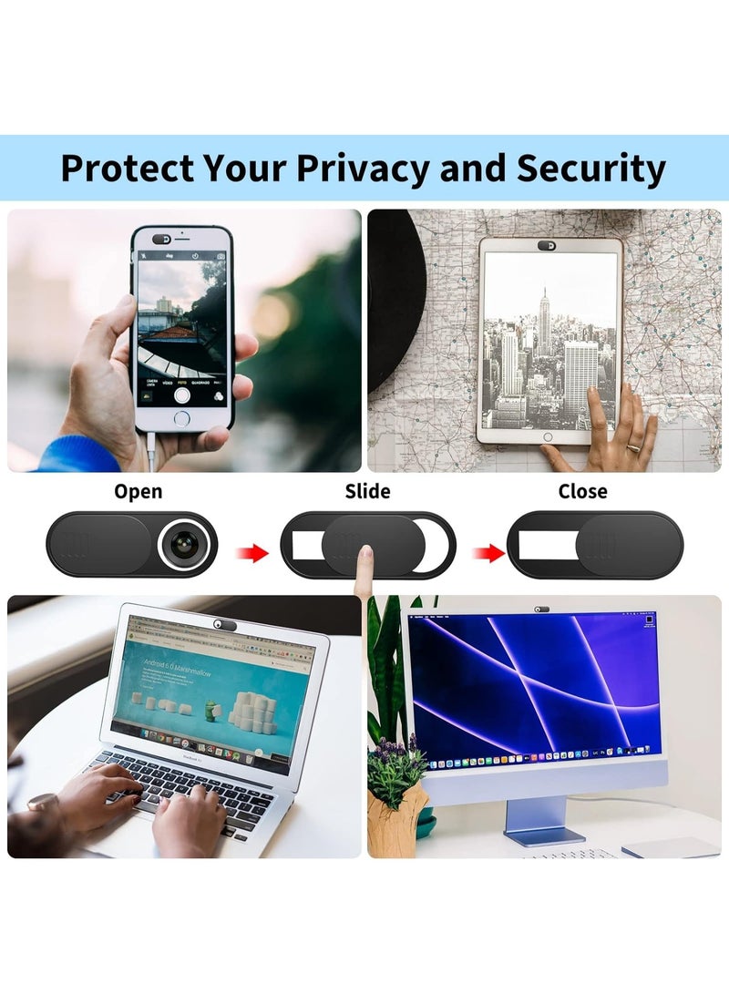 fantasize Webcam Cover Slide, 12 Pack Phone Camera Cover, Ultra-Thin for Laptop, iMac, MacBook Pro, Mac, Computer, Smart Phone, Tablets Slider Camera Blocker Protect Your Privacy and Security (Black) - Image 2